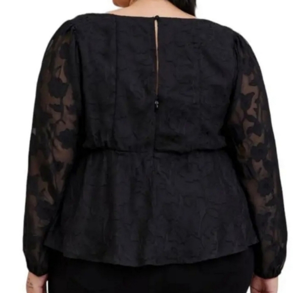 Torrid Peplum Chiffon Black Floral Print Puff Sleeve Blouse Size M/L(10) - Picture 10 of 10